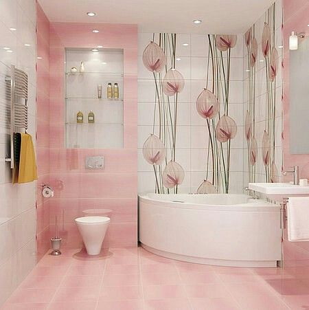 Нежно розовая ванная 