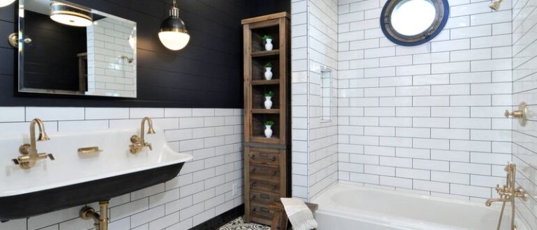 Черно-белая ванная комната: дизайн, фото
